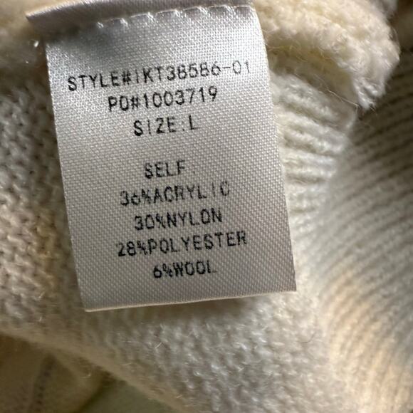 Peach Love California Feast Mode Graphic Puff Sleeve Knit Sweater, Size Large - Picture 8 of 8